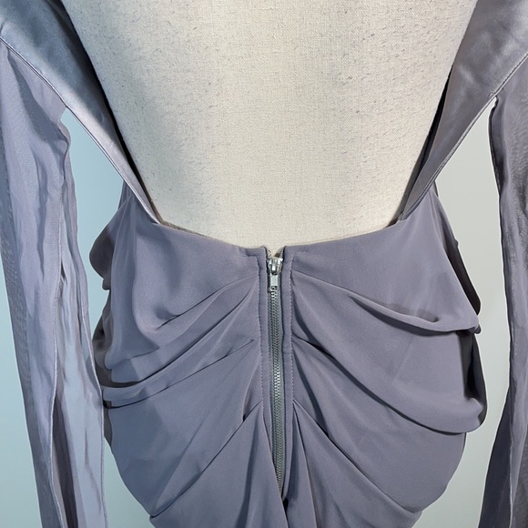 Walter Baker Grey Ruched Tie Back Sleeveless Halter Mini Dress M - Picture 16 of 16